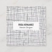 Minimalistische handgetekende Stripes Grid Lines C Vierkante Visitekaartje (Voorkant)