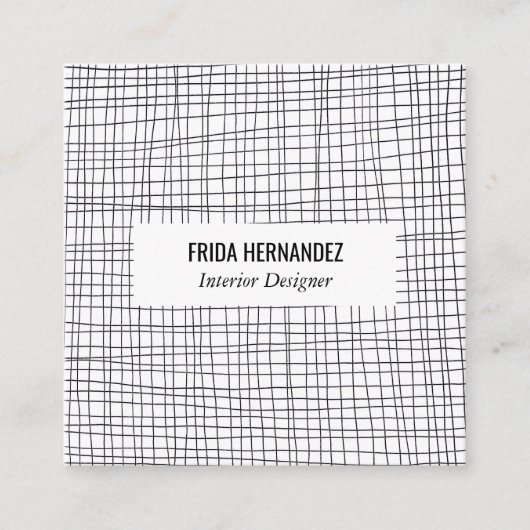 Minimalistische handgetekende Stripes Grid Lines C Vierkante Visitekaartje (Voorkant)