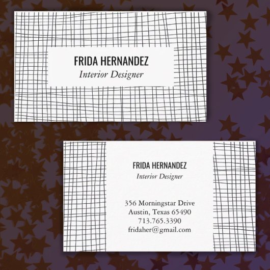Minimalistische handgetekende Stripes Grid Lines C Visitekaartje
