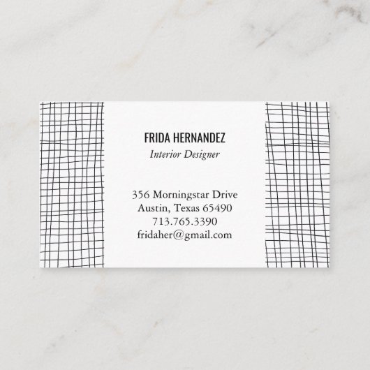Minimalistische handgetekende Stripes Grid Lines C Visitekaartje (Achterkant)