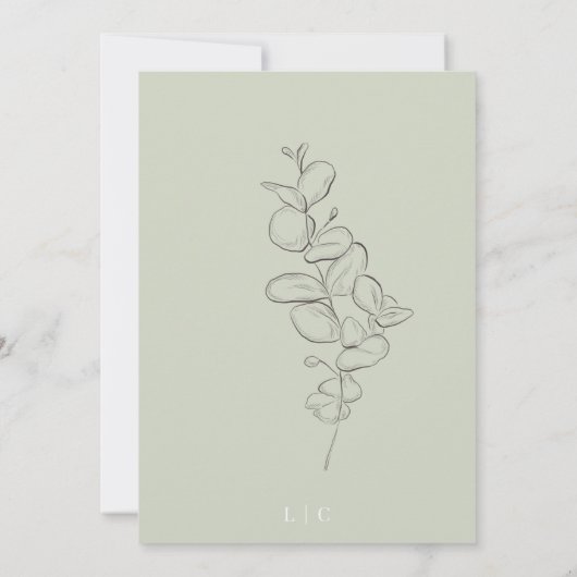 Minimalistische handgetekende verlaat groen script kaart (Achterkant)