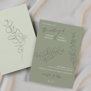 Minimalistische handgetekende verlaat groen script kaart