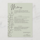 Minimalistische handgetekende verlaat groen script menu (Voorkant)