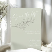 Minimalistische handgetekende verlaat groen script save the date