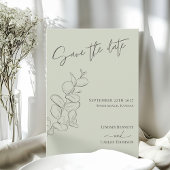 Minimalistische handgetekende verlaat groen script save the date