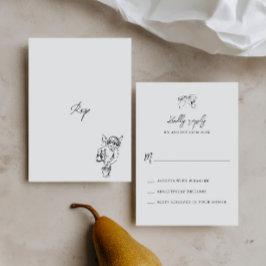 Minimalistische handgetekende whimische illustrati RSVP kaartje