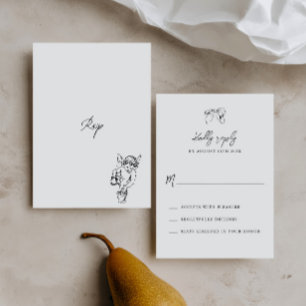 Minimalistische handgetekende whimische illustrati RSVP kaartje