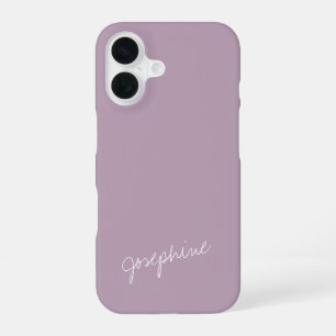 Minimalistische handlettering naam stoffige lila a iPhone 16 hoesje