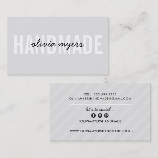 MINIMALISTISCHE HANDMADE eenvoudig wit bord grijs  Visitekaartje (Voorkant / Achterkant)