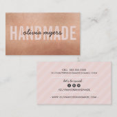 MINIMALISTISCHE HANDMADE eenvoudige blush roze ros Visitekaartje (Voorkant / Achterkant)