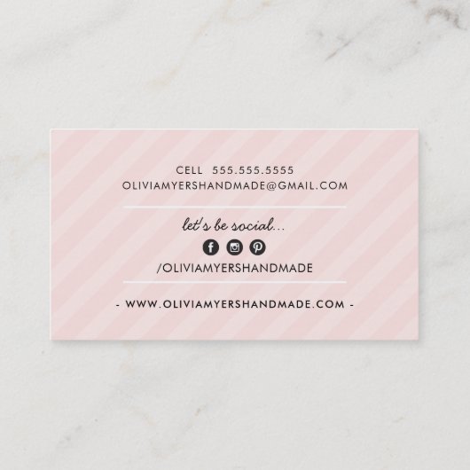 MINIMALISTISCHE HANDMADE eenvoudige blush roze ros Visitekaartje (Achterkant)