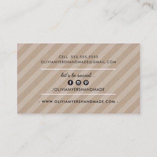 MINIMALISTISCHE HANDMADE eenvoudige kraft look wit Visitekaartje (Achterkant)