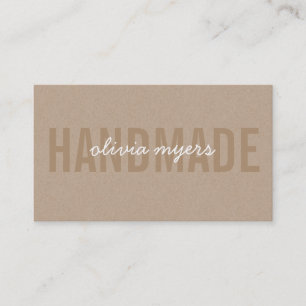 MINIMALISTISCHE HANDMADE eenvoudige kraft look wit Visitekaartje