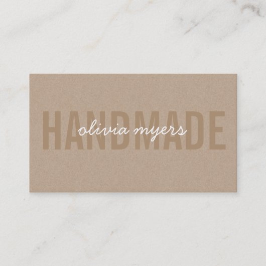 MINIMALISTISCHE HANDMADE eenvoudige kraft look wit Visitekaartje (Voorkant)
