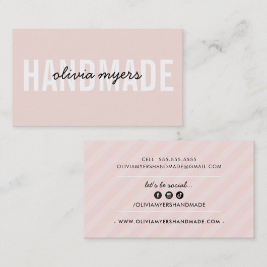 MINIMALISTISCHE HANDMADE eenvoudige witte blush ro Visitekaartje (Voorkant / Achterkant)