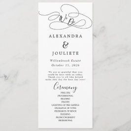 Minimalistische handschrift eenvoudige moderne bru programmakaart