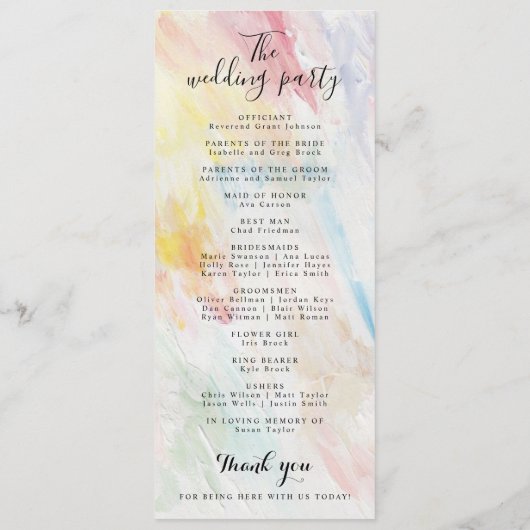 Minimalistische handschrift eenvoudige moderne bru programmakaart (Achterkant)