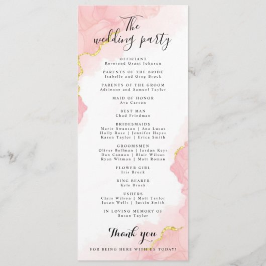 Minimalistische handschrift eenvoudige moderne bru programmakaart (Achterkant)