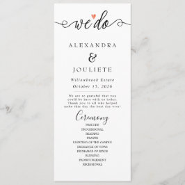 Minimalistische handschrift eenvoudige moderne bru programmakaart