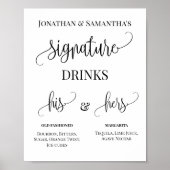 Minimalistische handtekening Drink koppels bruilof Poster (Voorkant)