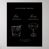 Minimalistische handtekening Drink Poster (Voorkant)