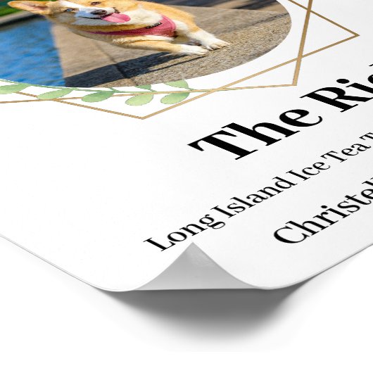 Minimalistische handtekening drink trouwbar Pos Poster (Hoek)