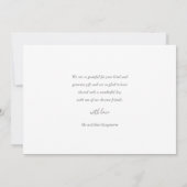 Minimalistische handtekening script bruiloft dank  bedankkaart (Achterkant)