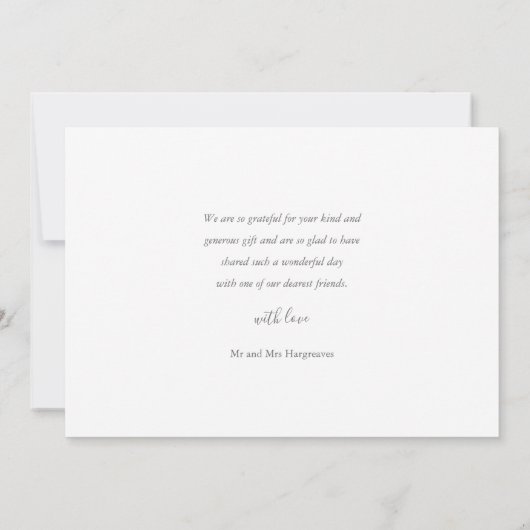 Minimalistische handtekening script bruiloft dank bedankkaart (Achterkant)