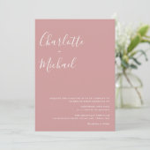 Minimalistische handtekening script stoffige roze  kaart (Staand voorkant)