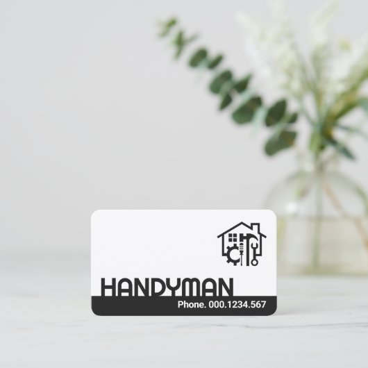 Minimalistische Handyman Layer Home Reparaties Visitekaartje (Staand voorkant)