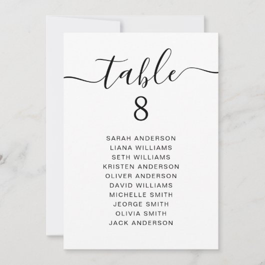 Minimalistische Hangende Bruiloft Zittingkaart Kaa Kaart (Voorkant)