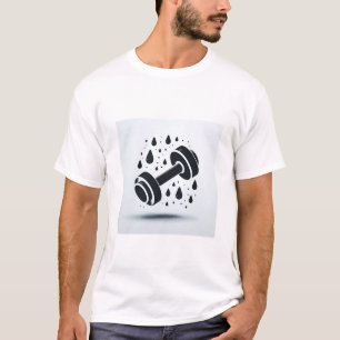 Minimalistische Hanteer en Zweetdruppels Fitness M T-shirt