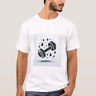 Minimalistische Hanteer en Zweetdruppels Fitness M T-shirt