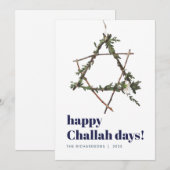 Minimalistische Hanukkah Star-Waterverf WreatBlue Feestdagenkaart (Voorkant / Achterkant)