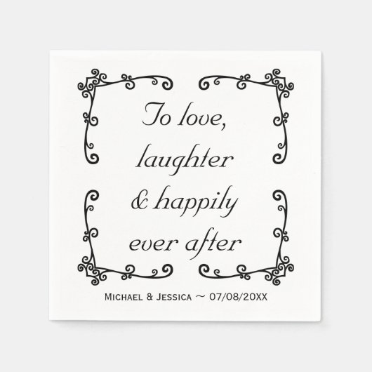 Minimalistische Happily Ever After Citaat Aangepas Servet (Voorkant)