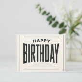 Minimalistische Happy Birthday Kaart - Bold Typogr (Staand voorkant)