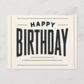 Minimalistische Happy Birthday Kaart - Bold Typogr (Voorkant)