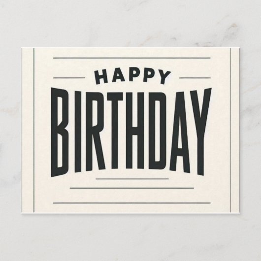 Minimalistische Happy Birthday Kaart - Bold Typogr (Voorkant)