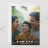 Minimalistische Happy Diwali Deep Gold Overlay Fot Feestdagenkaart (Voorkant)
