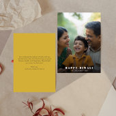 Minimalistische Happy Diwali Deep Gold Overlay Fot Feestdagenkaart