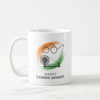 Minimalistische Happy Gandhi Jayanti koffiemok