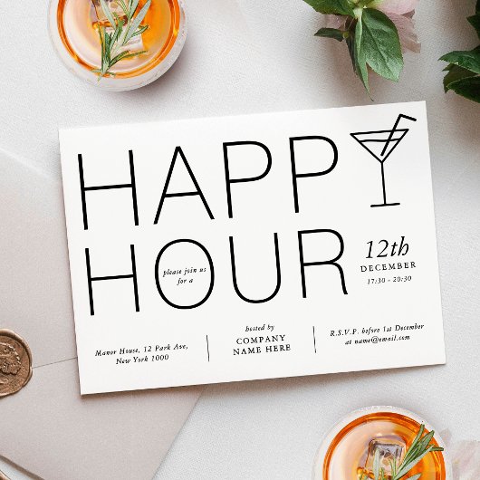 Minimalistische Happy Hour-klantwaardering Kaart