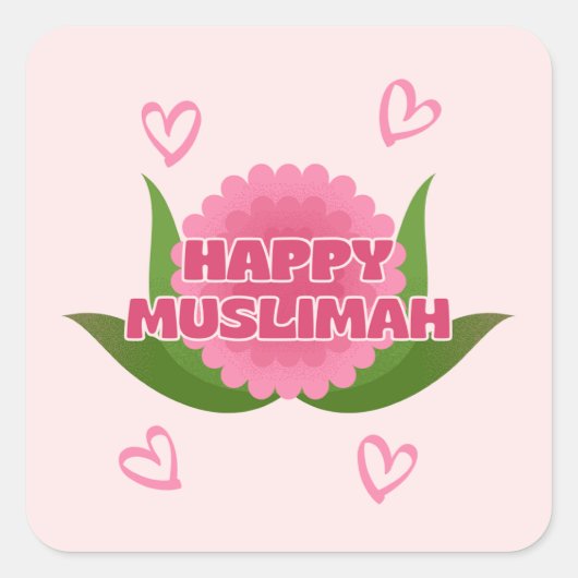 Minimalistische Happy Muslimah Sticker (Voorkant)