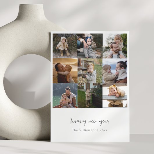 Minimalistische Happy New Year Script 9 Foto Raste Feestdagenkaart