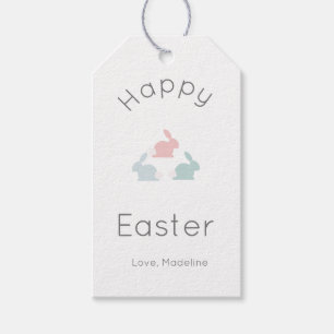 Minimalistische Happy Pasen Konijn Cadeaulabel