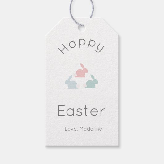 Minimalistische Happy Pasen Konijn  Cadeaulabel (Voorkant)