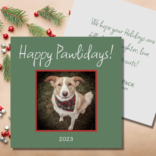 Minimalistische Happy Pawholidays Pet Flat Holiday Feestdagenkaart