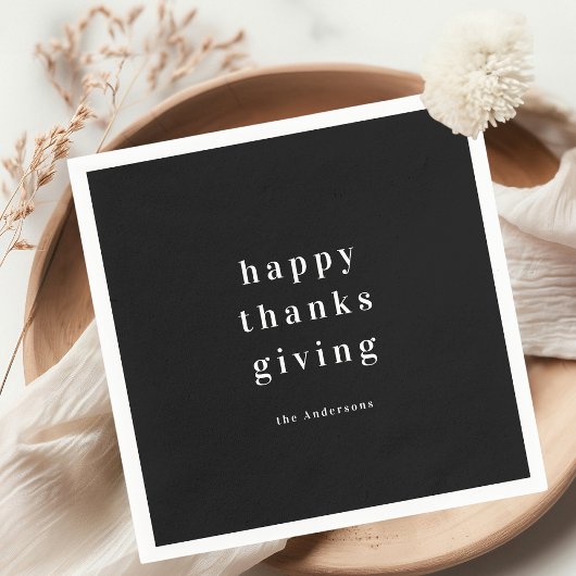 Minimalistische Happy Thanksgiving gepersonaliseer Servet