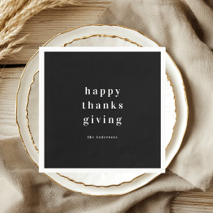 Minimalistische Happy Thanksgiving gepersonaliseer Servet