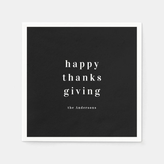 Minimalistische Happy Thanksgiving gepersonaliseer Servet (Voorkant)